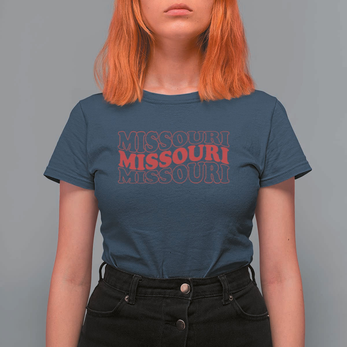Retro Missouri State Pride T Shirt For Women Groovy Wavy Typography