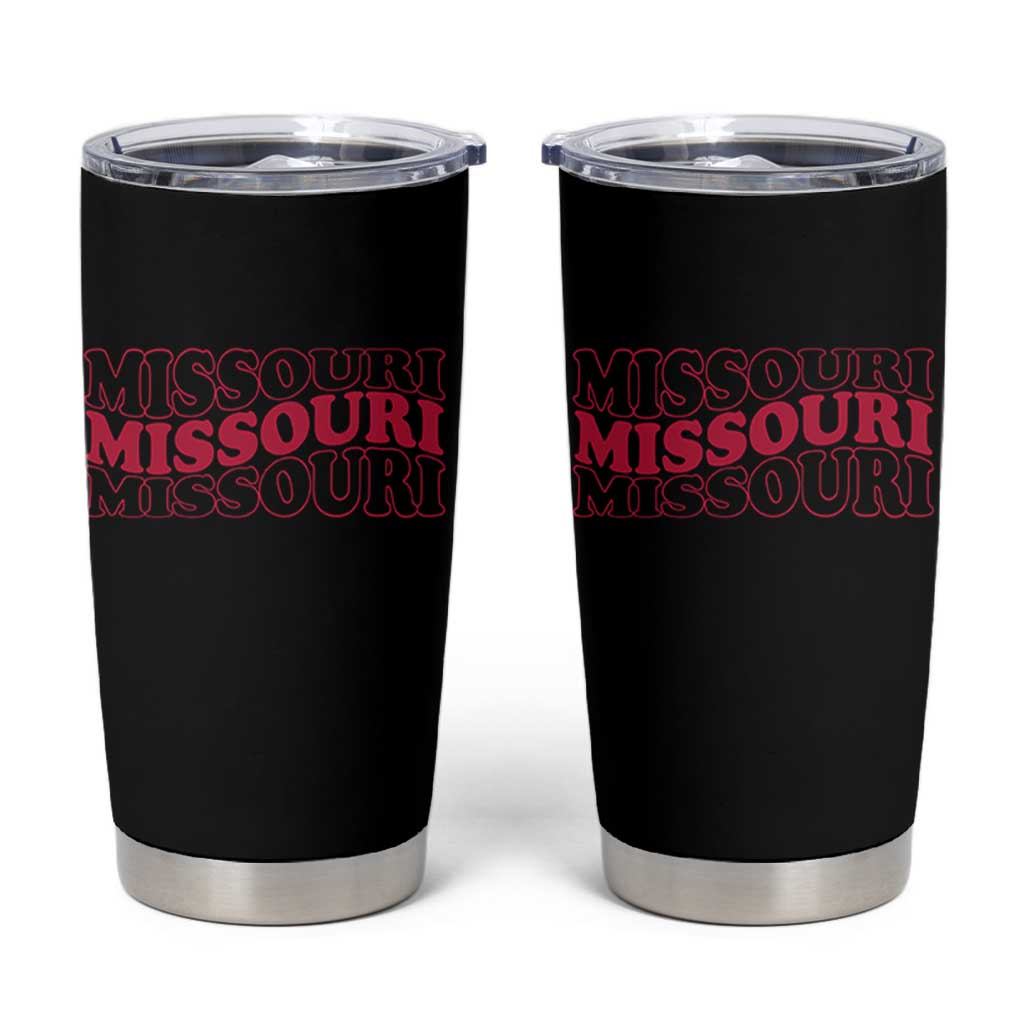 Retro Missouri State Pride Tumbler Cup Groovy Wavy Typography