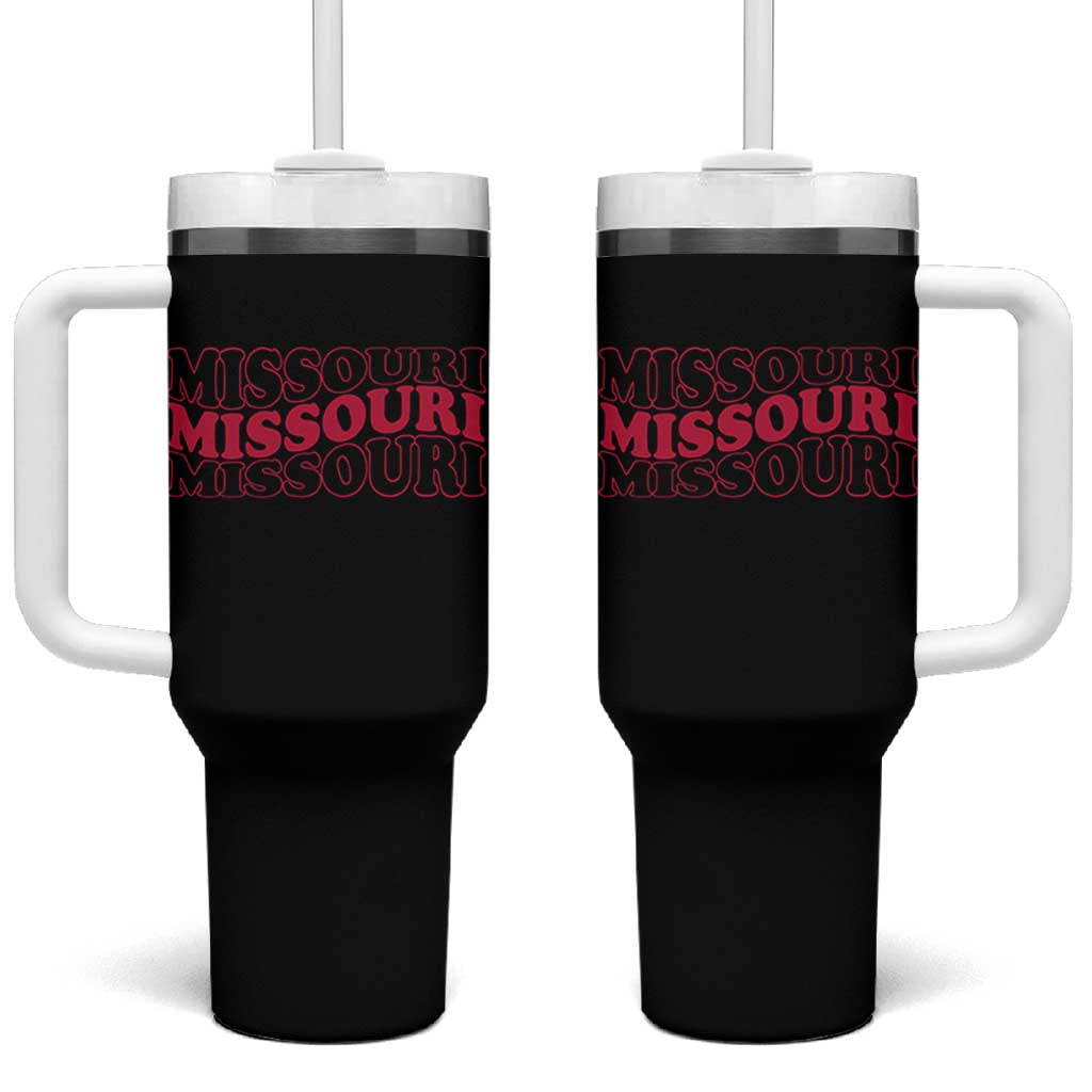 Retro Missouri State Pride Tumbler With Handle Groovy Wavy Typography