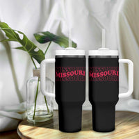 Retro Missouri State Pride Tumbler With Handle Groovy Wavy Typography