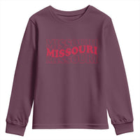 Retro Missouri State Pride Youth Sweatshirt Groovy Wavy Typography