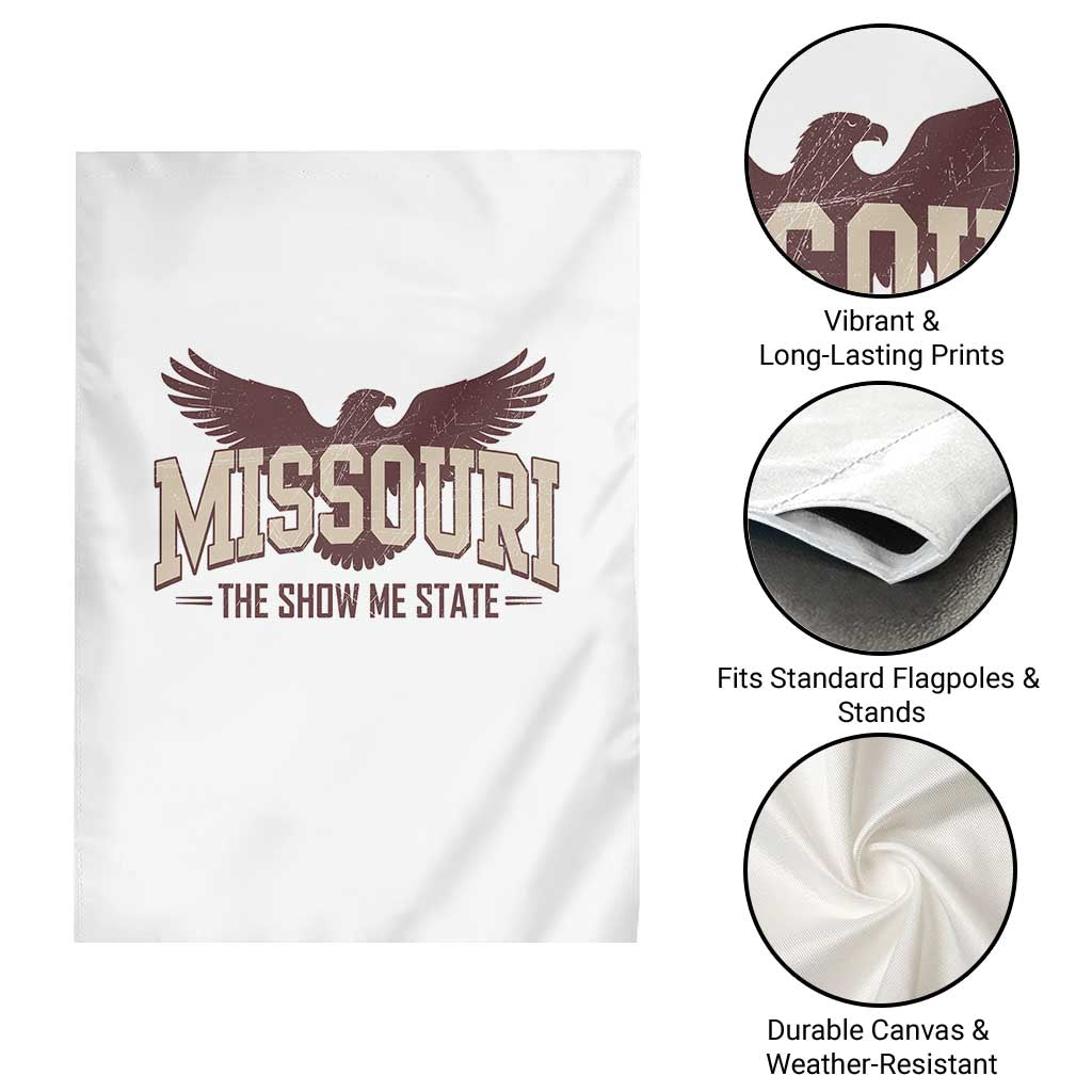 Vintage Missouri Eagle Garden Flag Missouri The Show Me State Retro Distressed