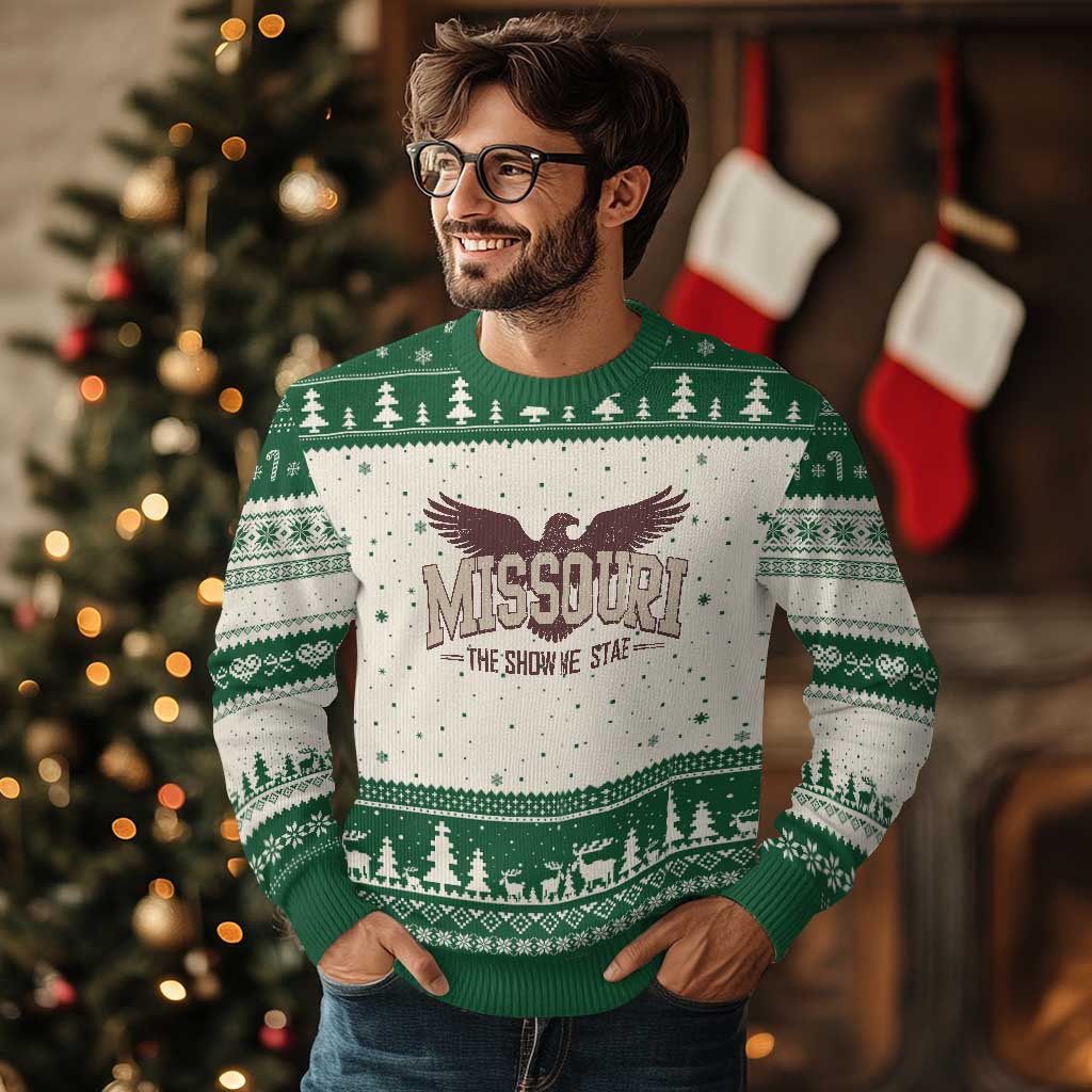 Vintage Missouri Eagle Ugly Christmas Sweater Missouri The Show Me State Retro Distressed