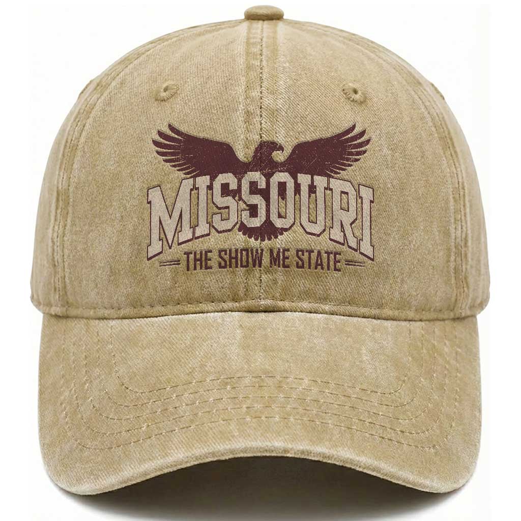 Vintage Missouri Eagle Washed Cotton Baseball Cap Missouri The Show Me State Retro Distressed