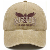 Vintage Missouri Eagle Washed Cotton Baseball Cap Missouri The Show Me State Retro Distressed