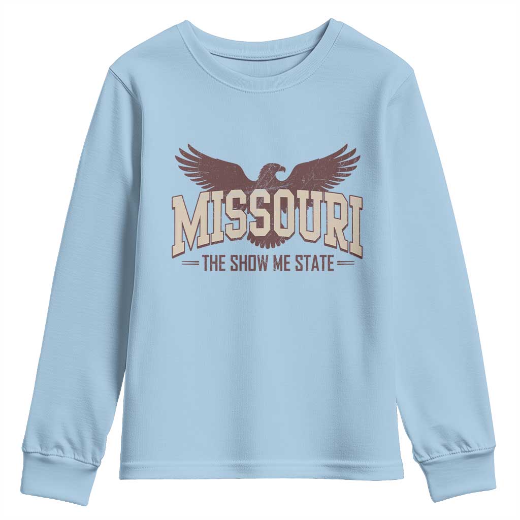 Vintage Missouri Eagle Youth Sweatshirt Missouri The Show Me State Retro Distressed