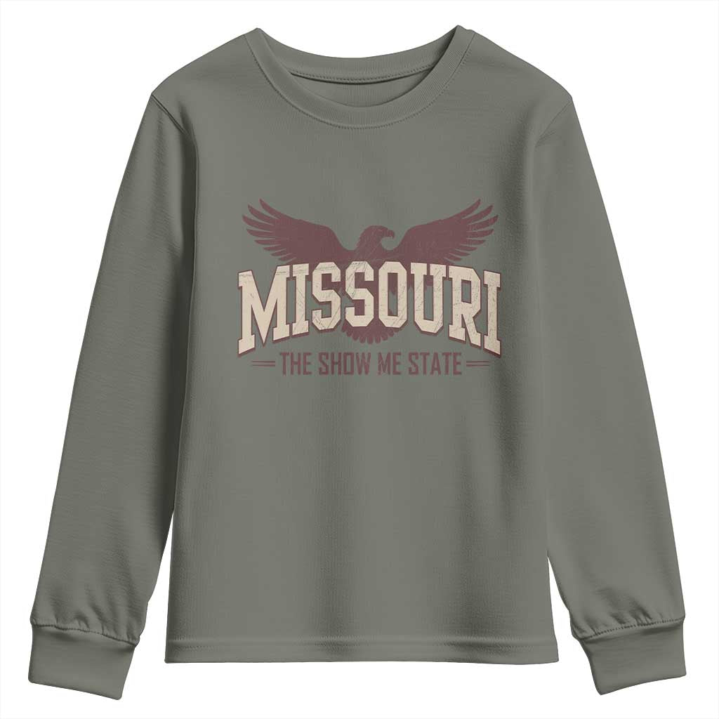 Vintage Missouri Eagle Youth Sweatshirt Missouri The Show Me State Retro Distressed