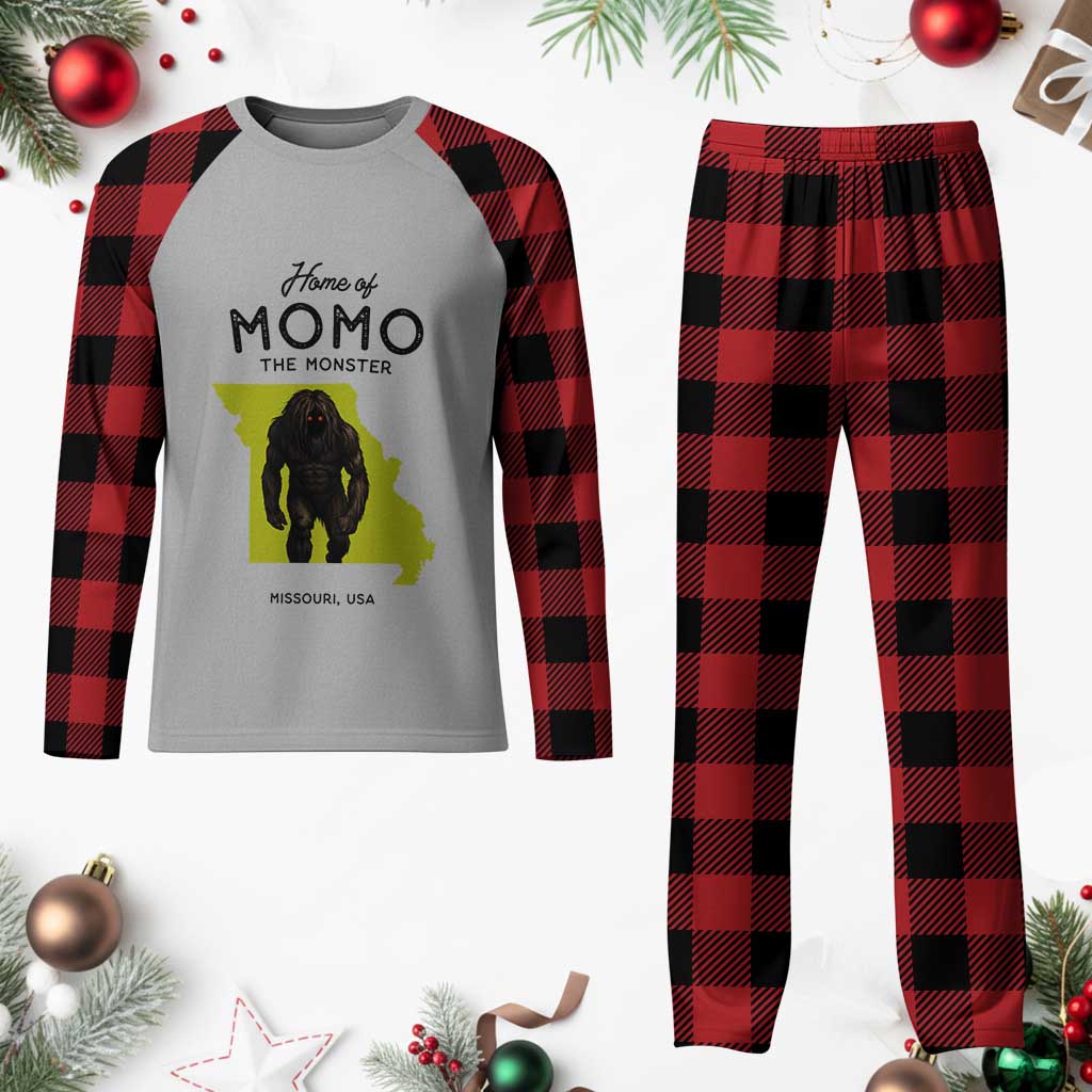 Louisiana Missouri Cryptid Lover Plaid Pajama Set Home Of Momo The Monster