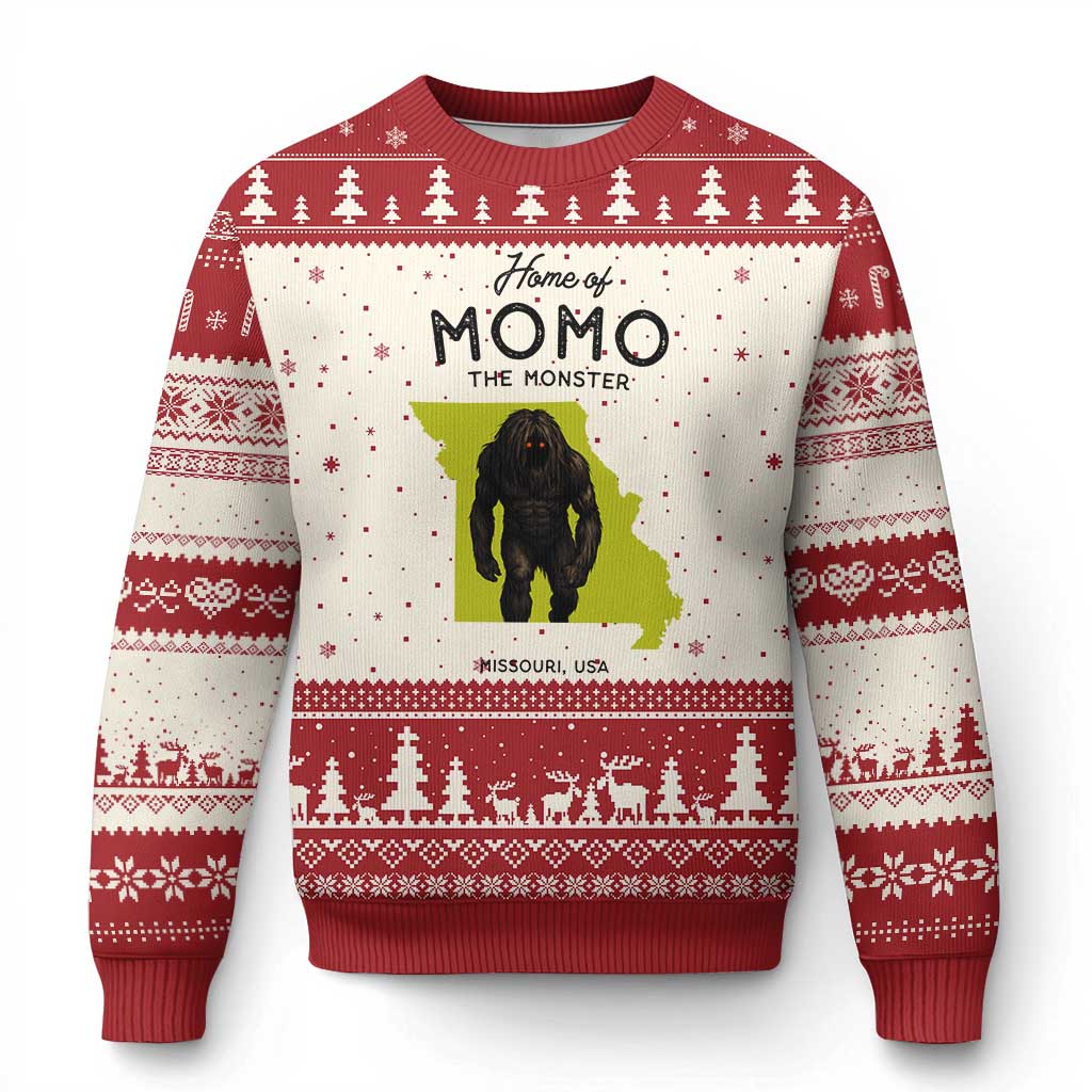 Louisiana Missouri Cryptid Lover Ugly Christmas Sweater Home Of Momo The Monster