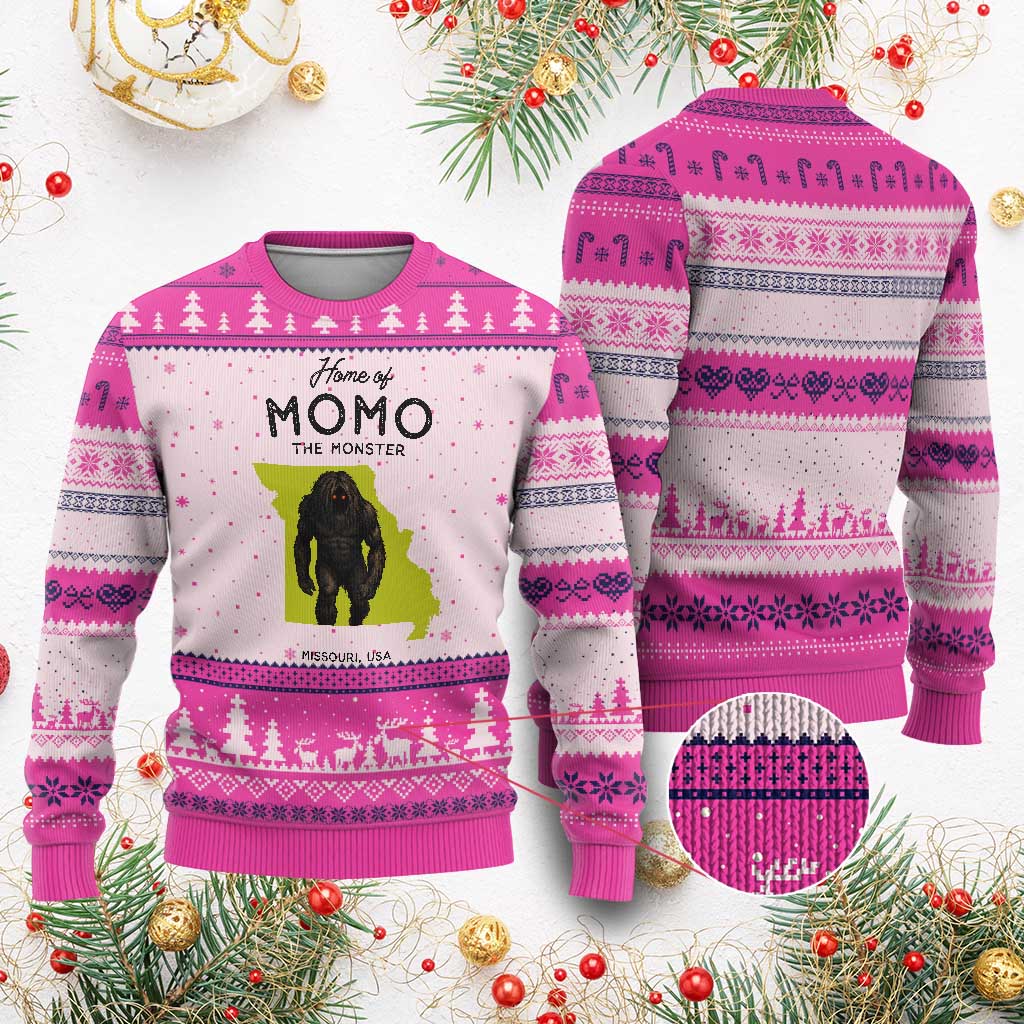 Louisiana Missouri Cryptid Lover Ugly Christmas Sweater Home Of Momo The Monster