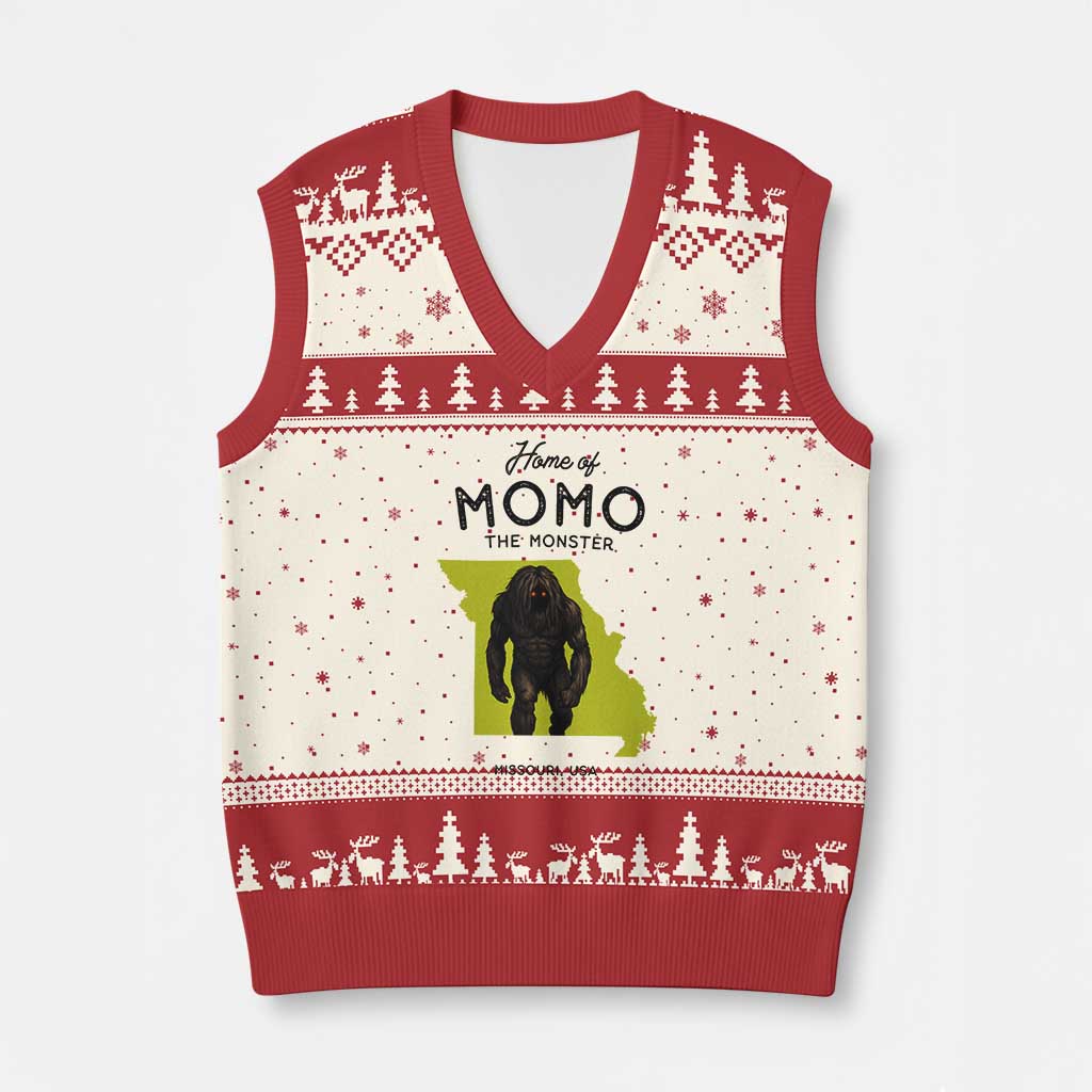 Louisiana Missouri Cryptid Lover V-Neck Knit Sweater Vest Home Of Momo The Monster