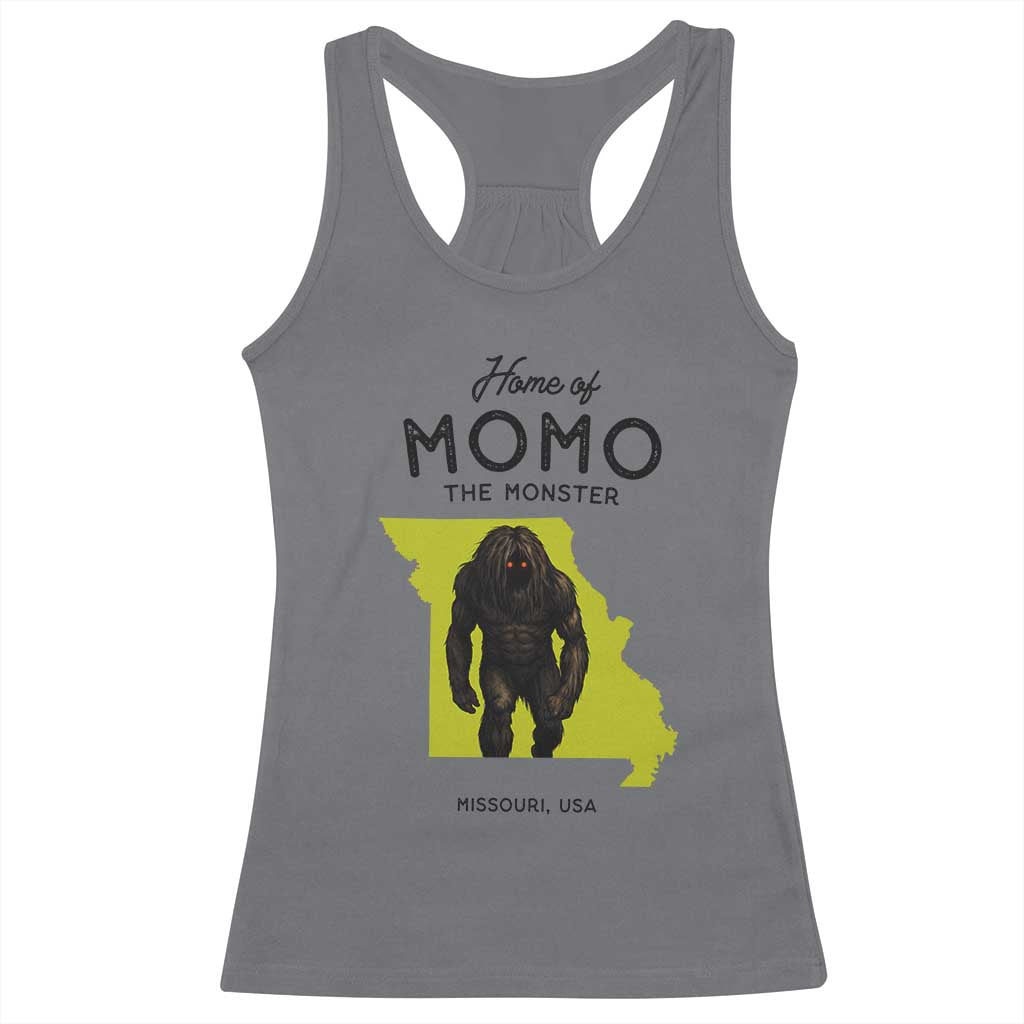 Louisiana Missouri Cryptid Lover Racerback Tank Top Home Of Momo The Monster