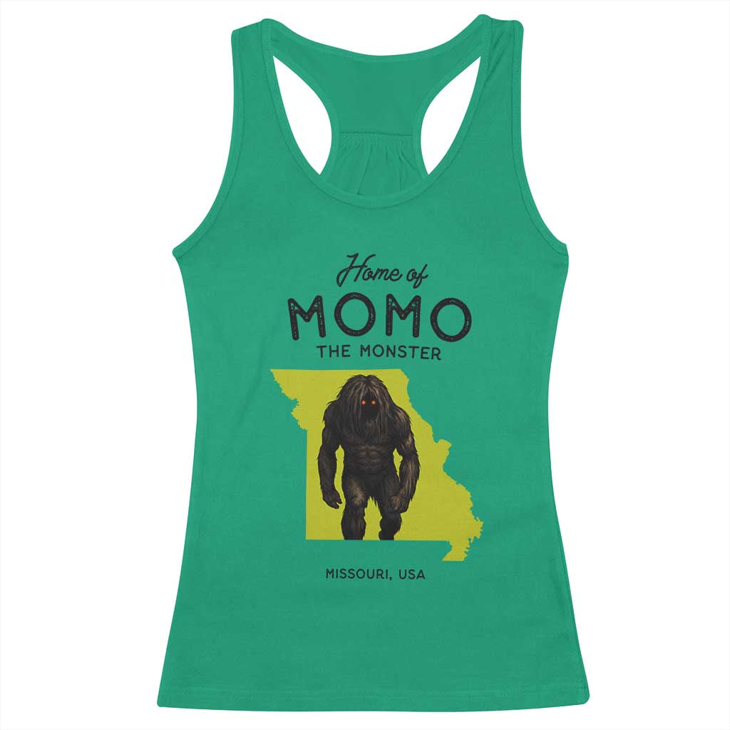 Louisiana Missouri Cryptid Lover Racerback Tank Top Home Of Momo The Monster