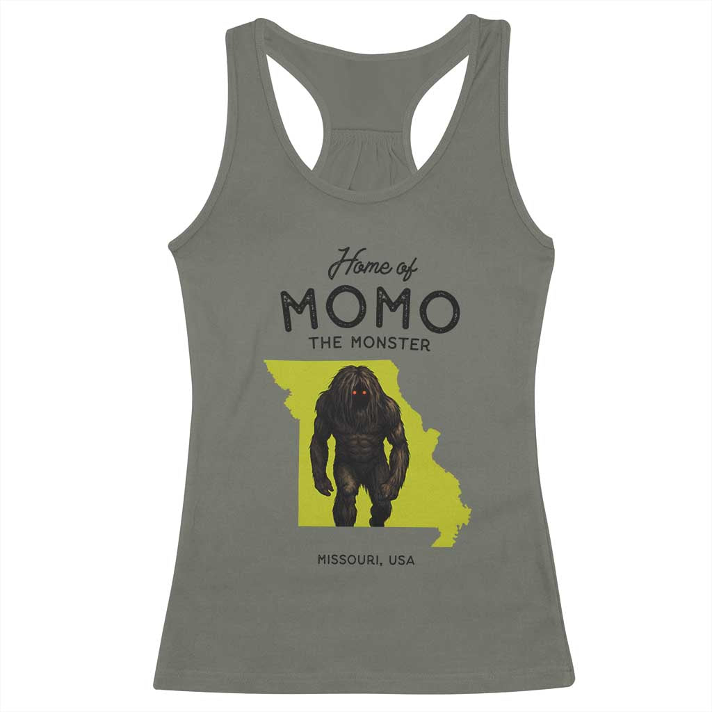 Louisiana Missouri Cryptid Lover Racerback Tank Top Home Of Momo The Monster