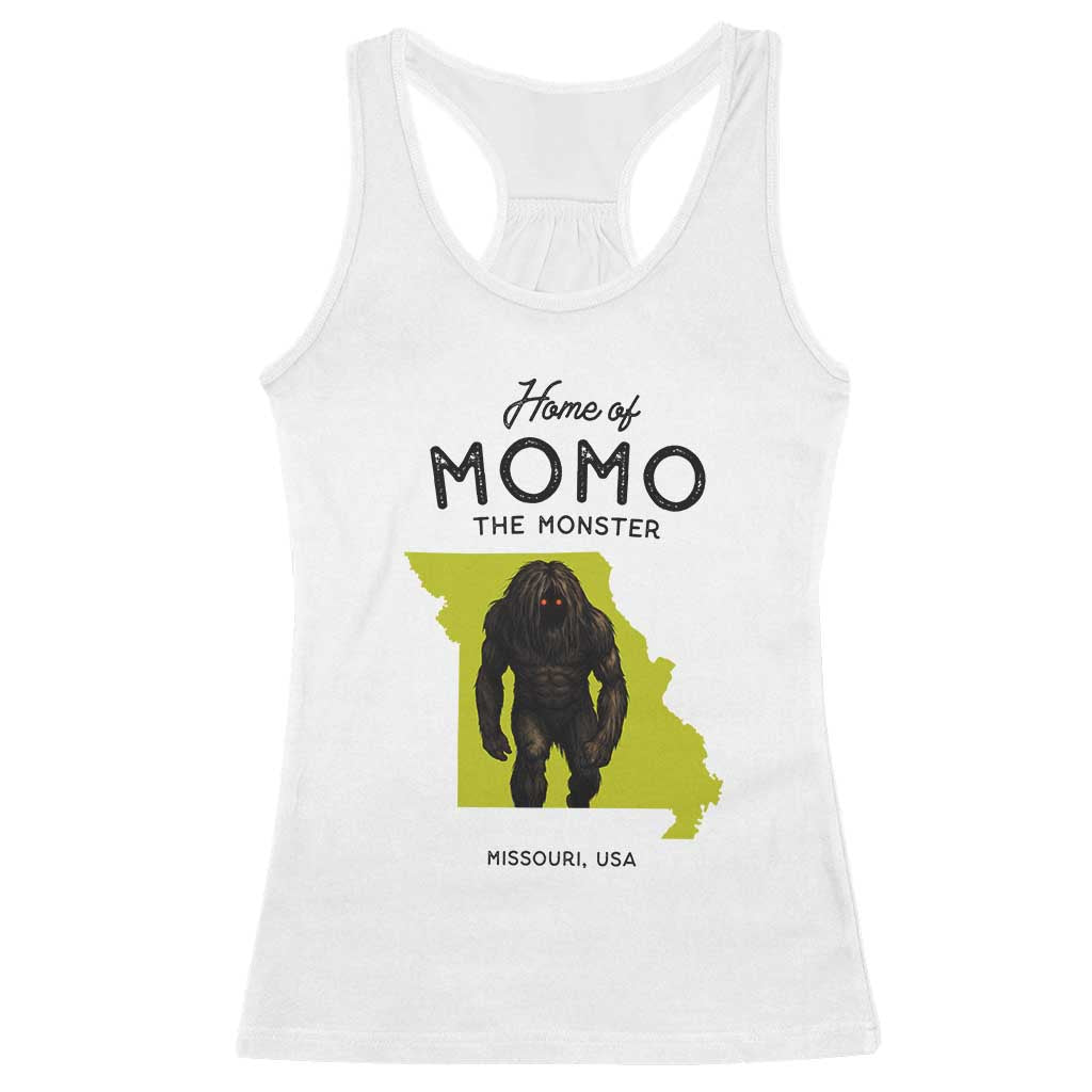 Louisiana Missouri Cryptid Lover Racerback Tank Top Home Of Momo The Monster