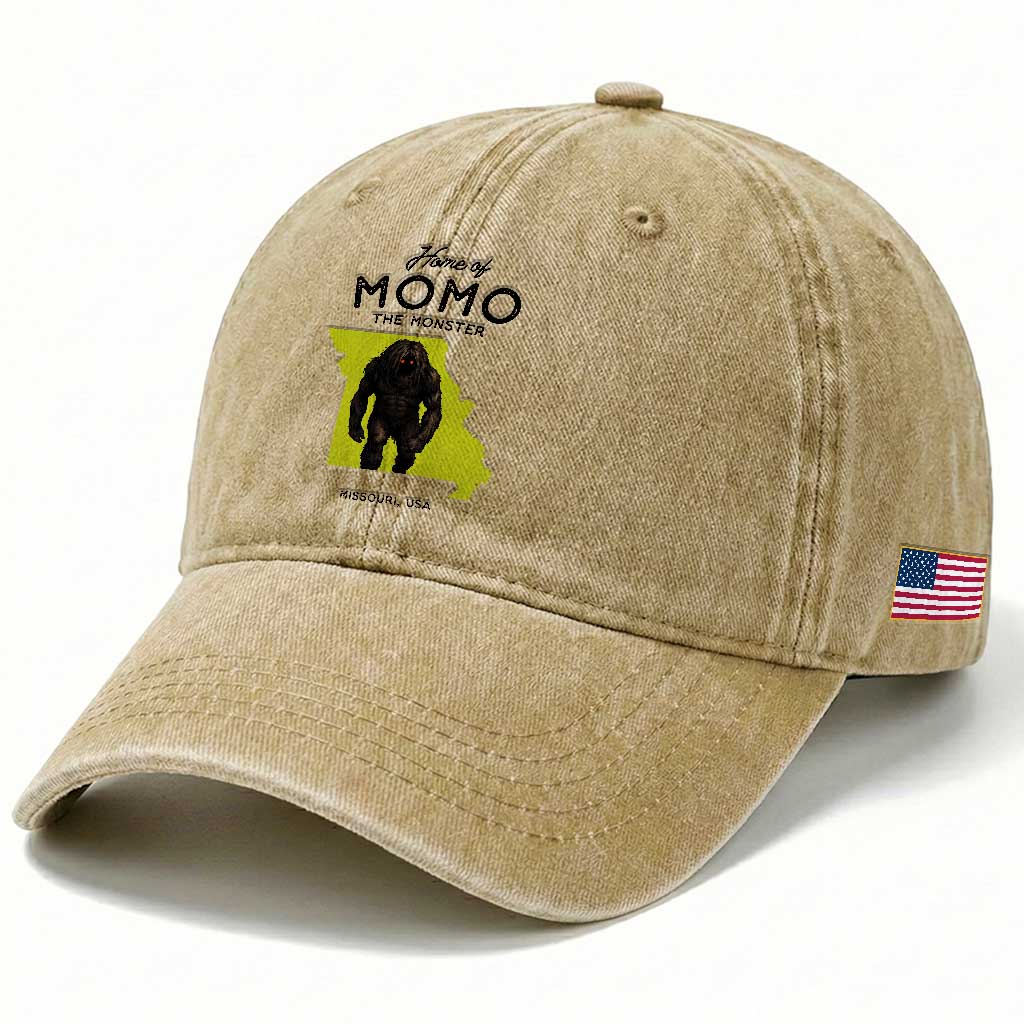 Louisiana Missouri Cryptid Lover Washed Cotton Baseball Cap Home Of Momo The Monster