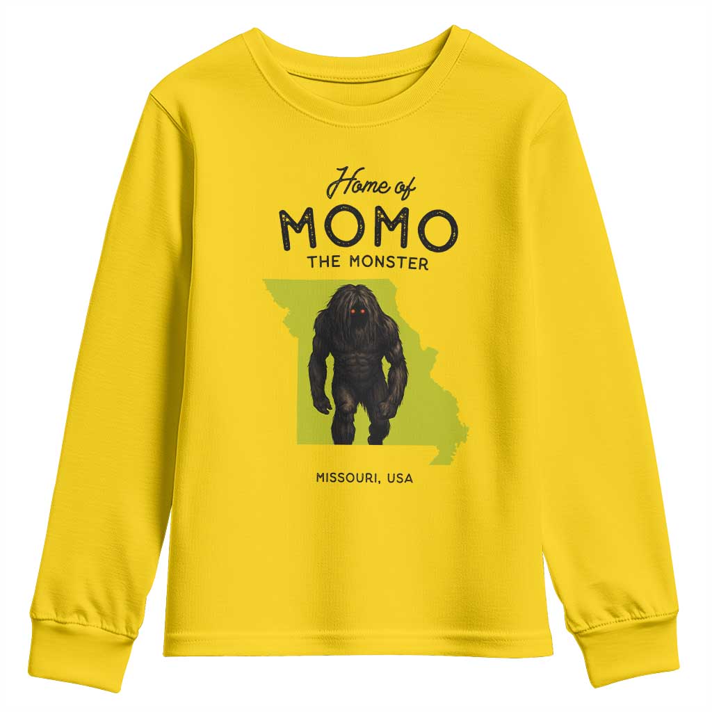Louisiana Missouri Cryptid Lover Youth Sweatshirt Home Of Momo The Monster