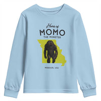 Louisiana Missouri Cryptid Lover Youth Sweatshirt Home Of Momo The Monster