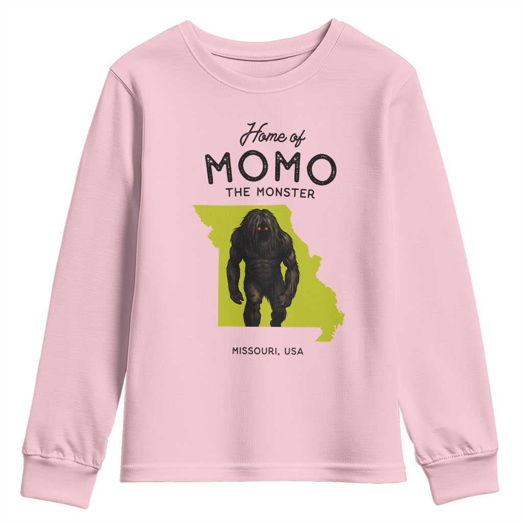 Louisiana Missouri Cryptid Lover Youth Sweatshirt Home Of Momo The Monster