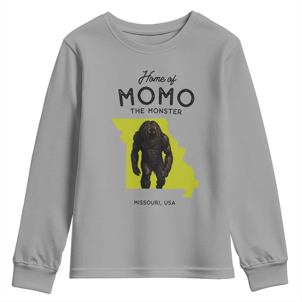 Louisiana Missouri Cryptid Lover Youth Sweatshirt Home Of Momo The Monster