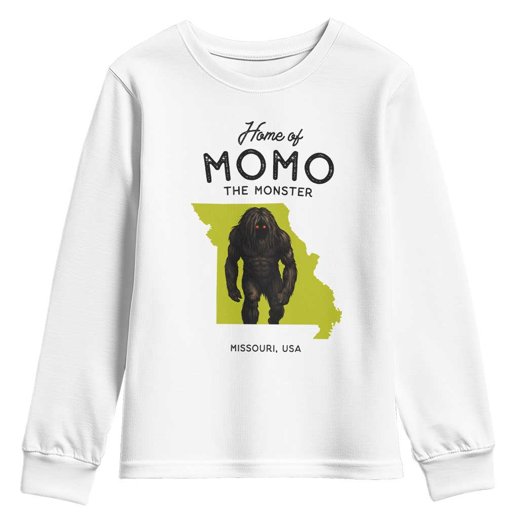 Louisiana Missouri Cryptid Lover Youth Sweatshirt Home Of Momo The Monster
