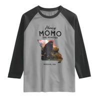 Momo The Monster Folklore Raglan Shirt Louisiana Missouri Cryptid Lover Gift