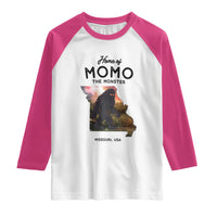 Momo The Monster Folklore Raglan Shirt Louisiana Missouri Cryptid Lover Gift