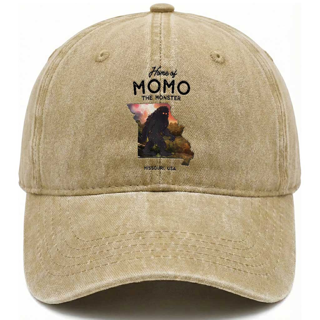 Momo The Monster Folklore Washed Cotton Baseball Cap Louisiana Missouri Cryptid Lover Gift