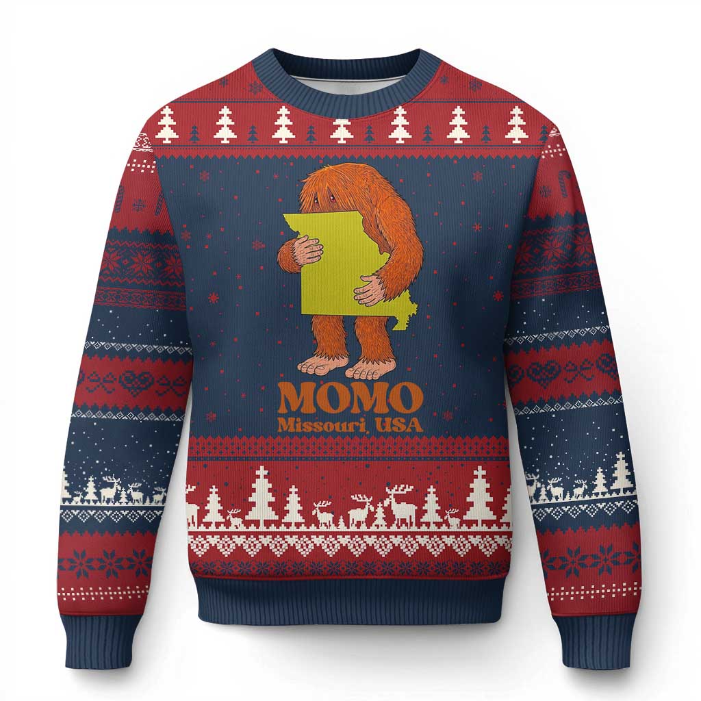 Missouri Cryptid Local Legend Ugly Christmas Sweater Momo The Monster Lover Graphic