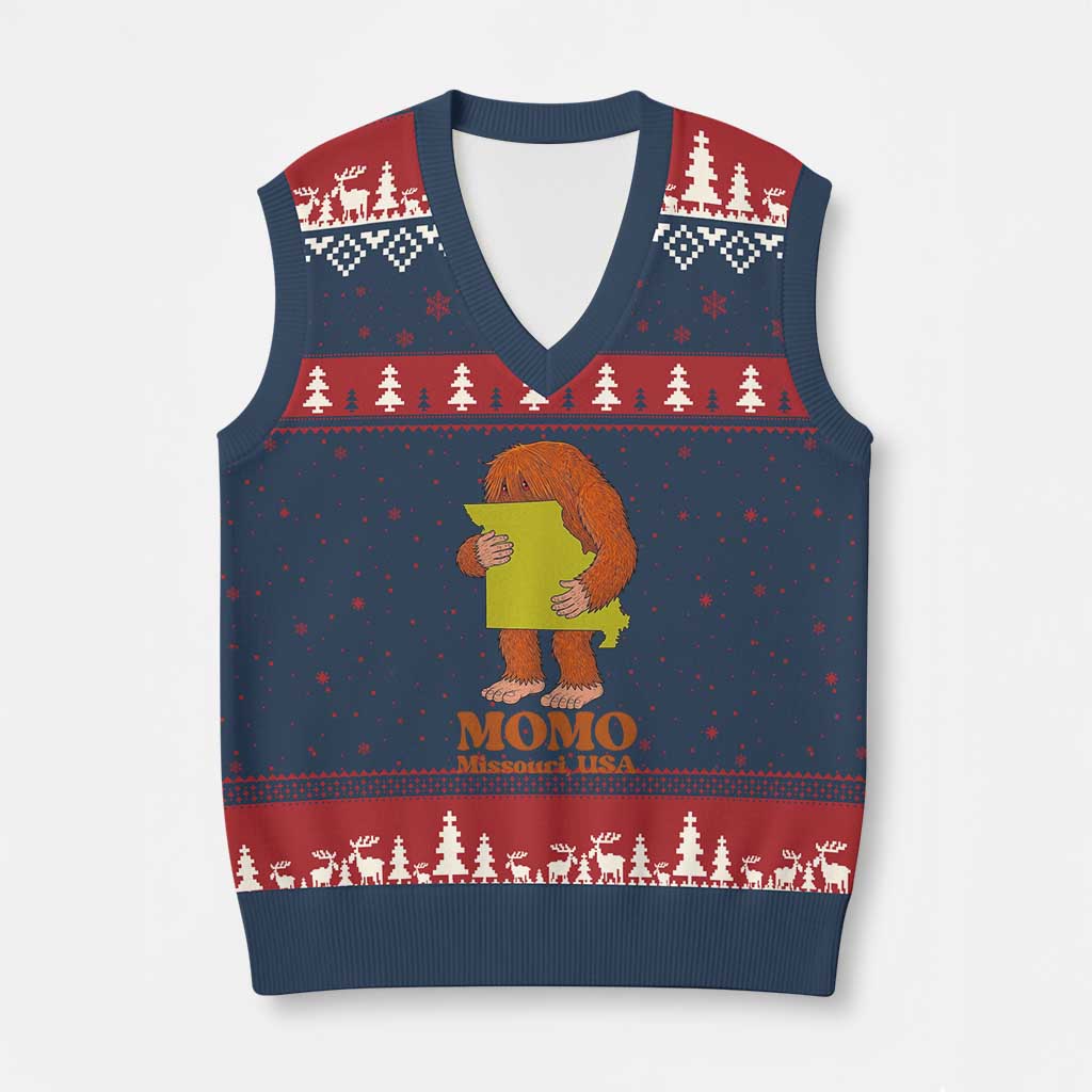 Missouri Cryptid Local Legend V-Neck Knit Sweater Vest Momo The Monster Lover Graphic