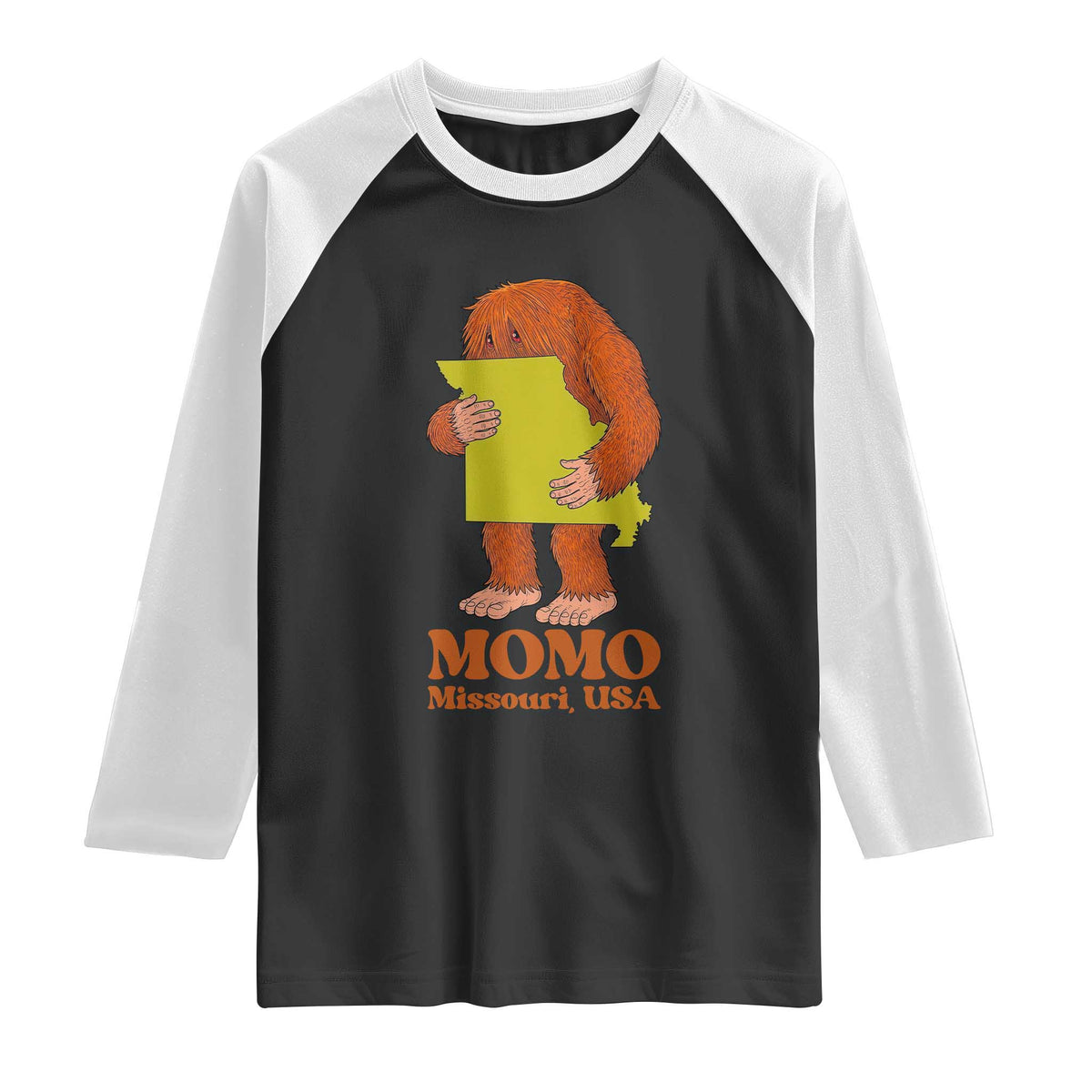 Missouri Cryptid Local Legend Raglan Shirt Momo The Monster Lover Graphic