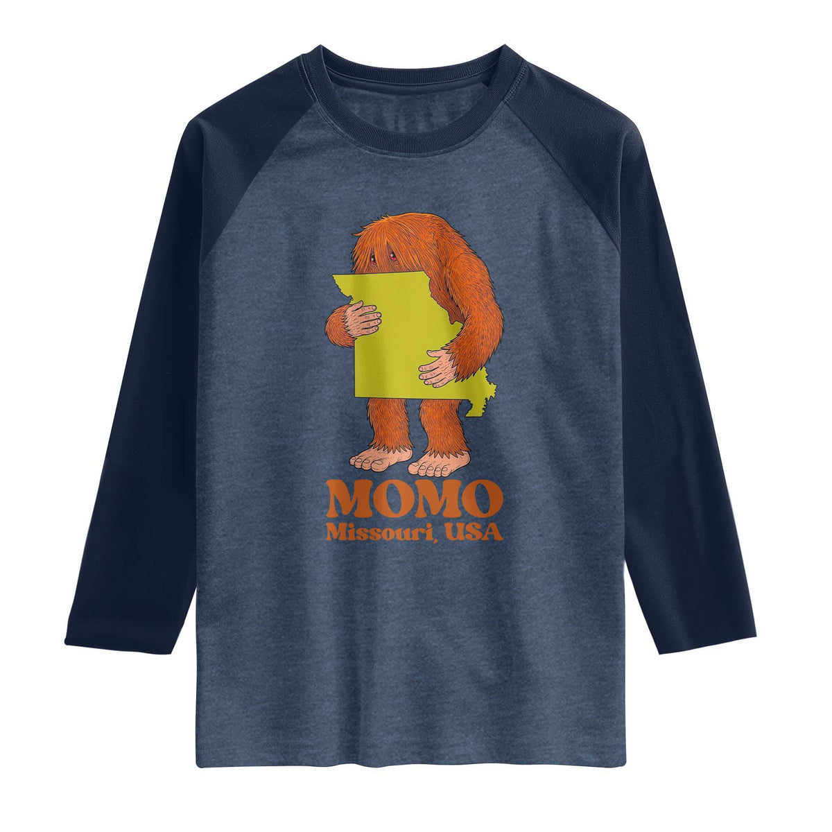 Missouri Cryptid Local Legend Raglan Shirt Momo The Monster Lover Graphic