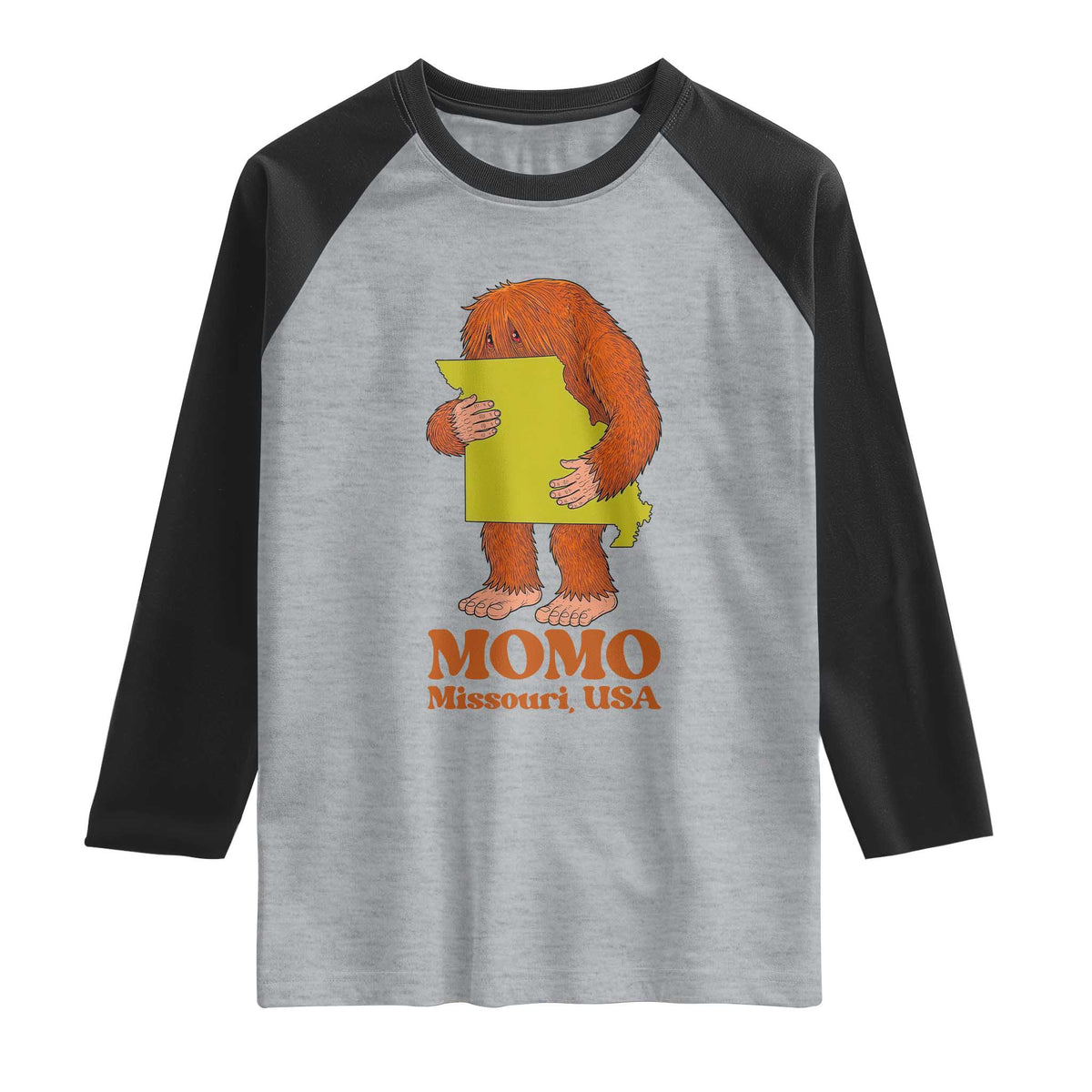 Missouri Cryptid Local Legend Raglan Shirt Momo The Monster Lover Graphic