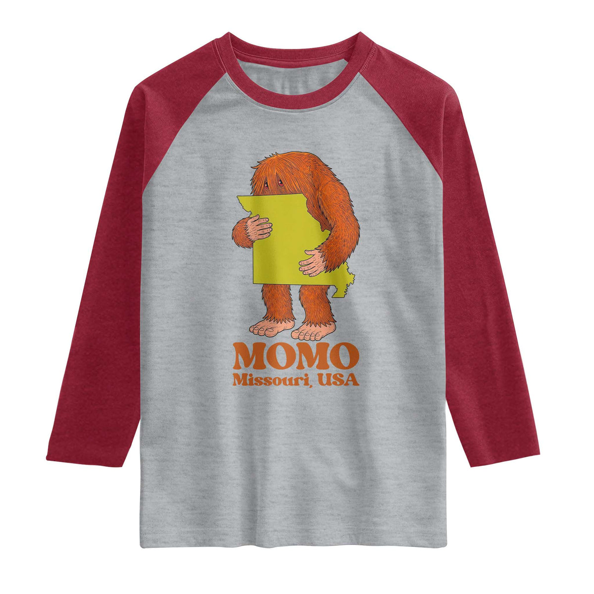 Missouri Cryptid Local Legend Raglan Shirt Momo The Monster Lover Graphic