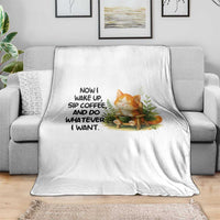 Cat Coffee Lover Throw Blanket Now I Wake Up Sip Coffee And Do Whatever I Want - Wonder Print Shop