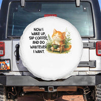 Cat Coffee Lover Spare Tire Cover Now I Wake Up Sip Coffee And Do Whatever I Want - Wonder Print Shop