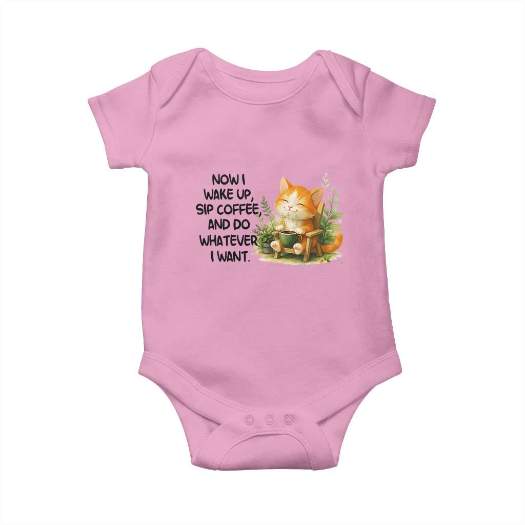 Cat Coffee Lover Baby Onesie Now I Wake Up Sip Coffee And Do Whatever I Want - Wonder Print Shop
