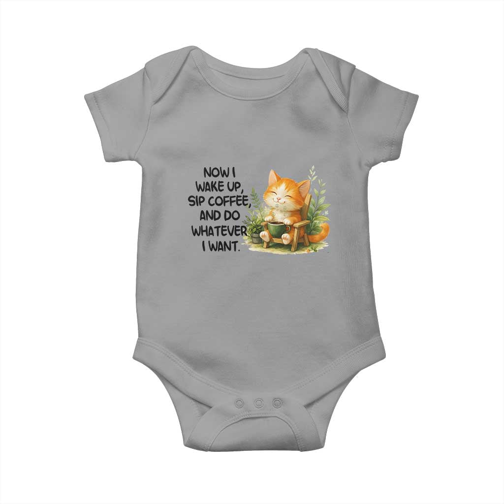 Cat Coffee Lover Baby Onesie Now I Wake Up Sip Coffee And Do Whatever I Want - Wonder Print Shop