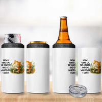 Cat Coffee Lover 4 in 1 Can Cooler Tumbler Now I Wake Up Sip Coffee And Do Whatever I Want