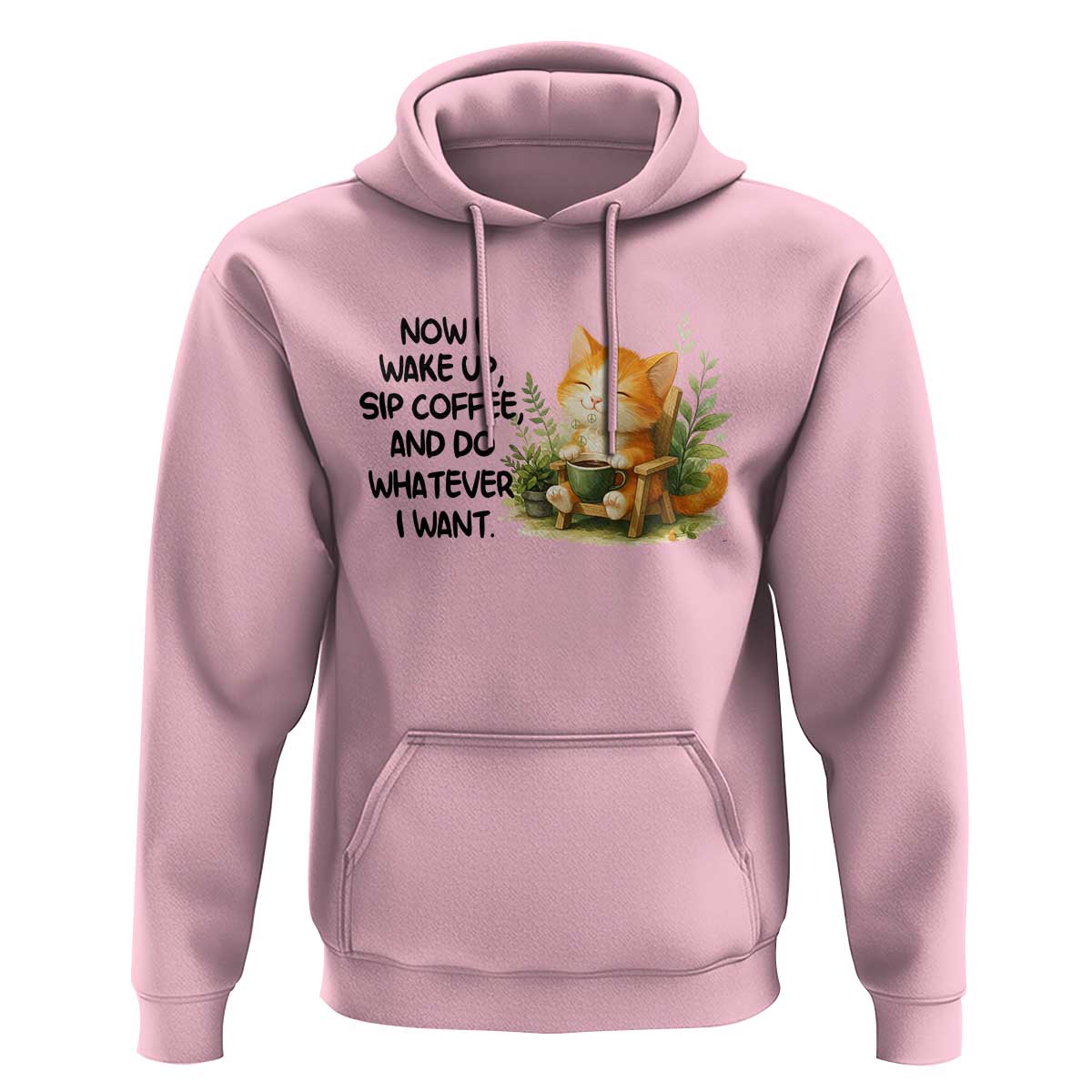 Cat Coffee Lover Hoodie Now I Wake Up Sip Coffee And Do Whatever I Want - Wonder Print Shop