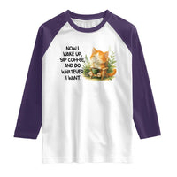 Cat Coffee Lover Raglan Shirt Now I Wake Up Sip Coffee And Do Whatever I Want - Wonder Print Shop