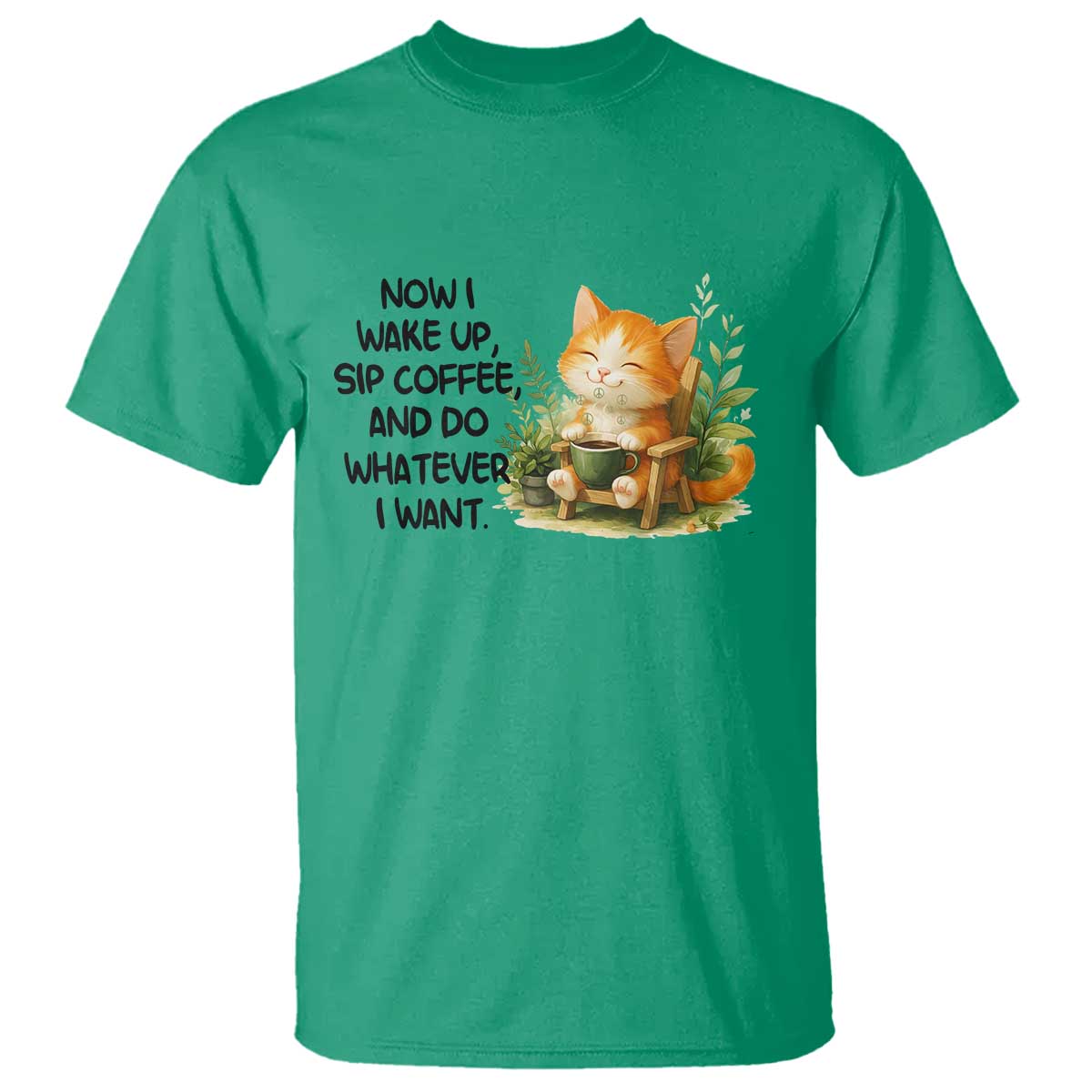 Cat Coffee Lover T Shirt Now I Wake Up Sip Coffee And Do Whatever I Want - Wonder Print Shop