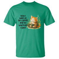 Cat Coffee Lover T Shirt Now I Wake Up Sip Coffee And Do Whatever I Want - Wonder Print Shop