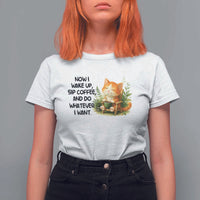 Cat Coffee Lover T Shirt For Women Now I Wake Up Sip Coffee And Do Whatever I Want - Wonder Print Shop