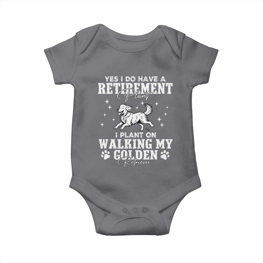 Dog Lover Baby Onesie I Plan On Walking My Golden Retriever Retirement - Wonder Print Shop