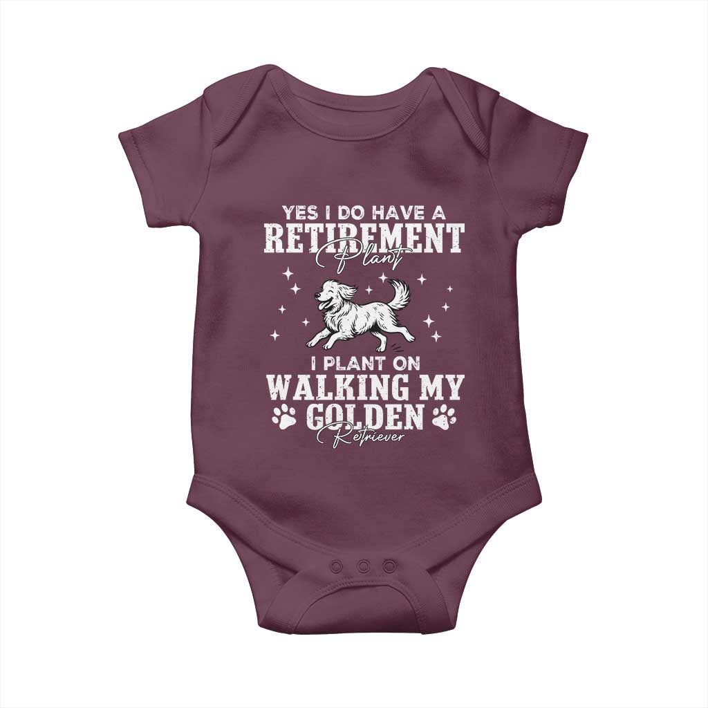 Dog Lover Baby Onesie I Plan On Walking My Golden Retriever Retirement - Wonder Print Shop
