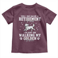 Dog Lover Toddler T Shirt I Plan On Walking My Golden Retriever Retirement - Wonder Print Shop