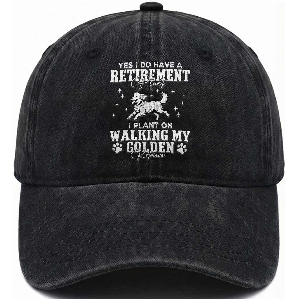 Dog Lover Washed Cotton Baseball Cap I Plan On Walking My Golden Retriever Retirement