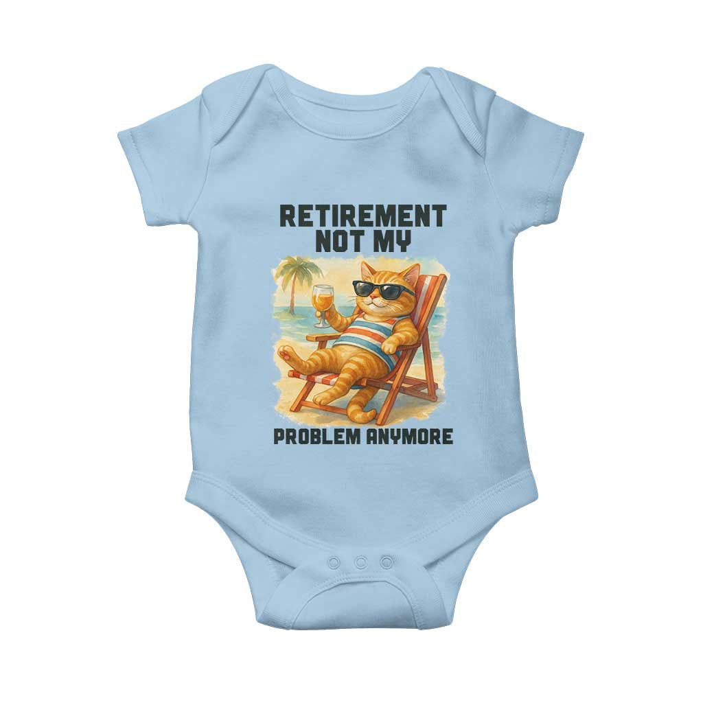 Funny Retirement Cat Baby Onesie Retired Not My Problem Anymore Chill Beach Vibes - Wonder Print Shop