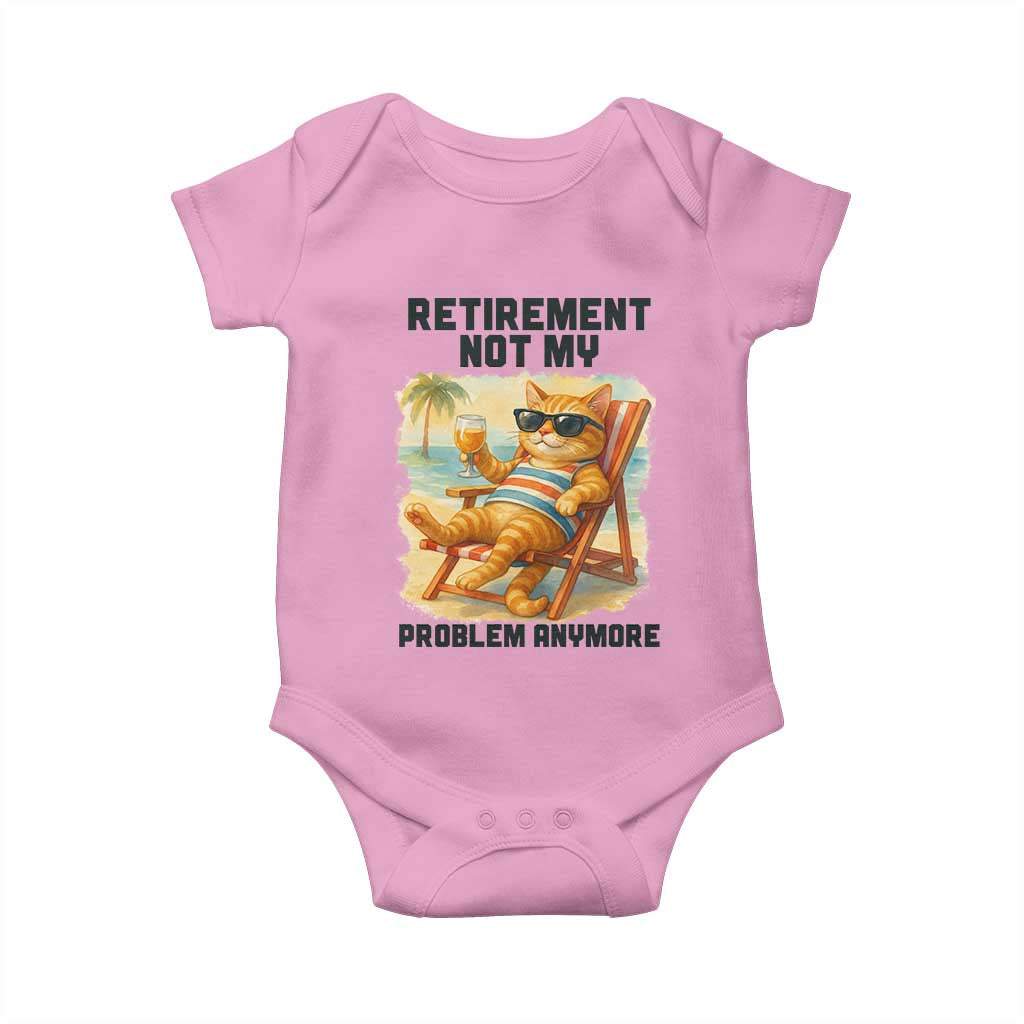 Funny Retirement Cat Baby Onesie Retired Not My Problem Anymore Chill Beach Vibes - Wonder Print Shop